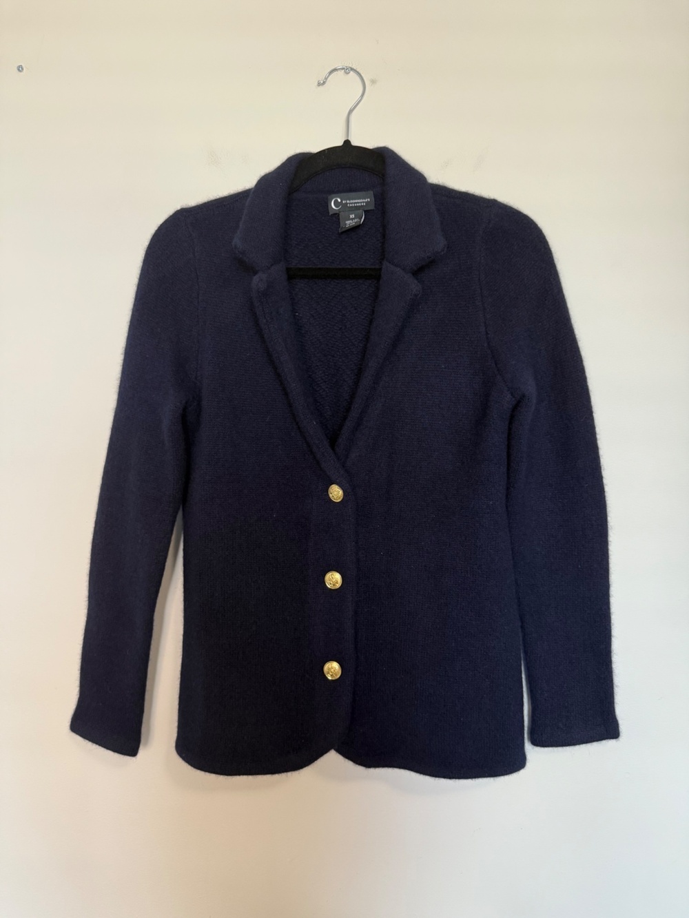 C by Bloomingdale's Cashmere Blazer Cardigan Navy XS